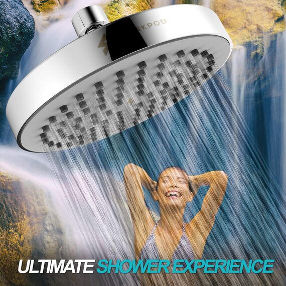 (Chrome & Black Matte) - Rain Shower Head - High Pressure Rainfall - Luxury Modern Look - Easy Tool Free Installation - The Perfect Adjustable & Heavy Duty Universal Replacement For Your Bathroom Shower Heads