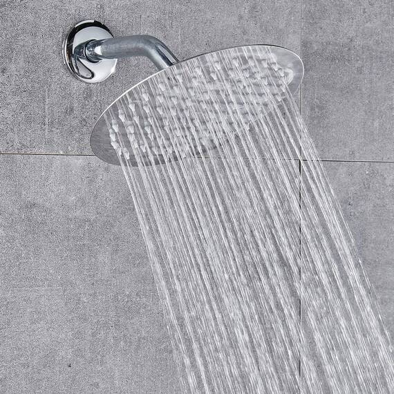 20cm Runden Regenbrause, Voolan Kreisförmiger Hochdruck Duschkopf aus Edelstahl 304, Komfortables Duscherlebnis auch bei Niedrigem Wasserdruck, Installierbar an der Wand oder Decke (Chrom)