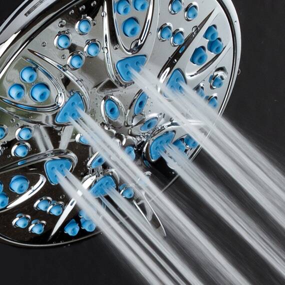 AquaDance 5504 Antimikrobiell/Anti-Verstopfung Hochdruck-Mikrobondüse mit 6 Einstellungen, Schutz vor Schimmel, Mehltau und Bakterien für stärkere Duschen, Wellenblau, 10,2 cm