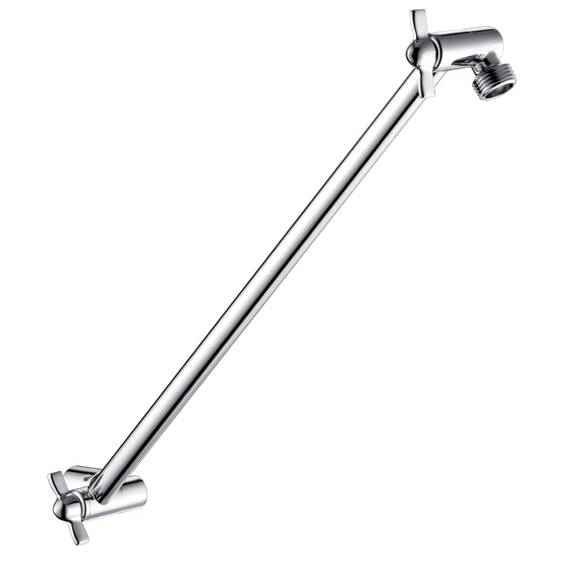BRIGHT SHOWERS 38-cm-Duscharmverlängerung für Duschköpfe aus massivem Messing mit Feststellschraube für Regenduschköpfe und Handbrausen, höhen- und winkelverstellbar, Chrom