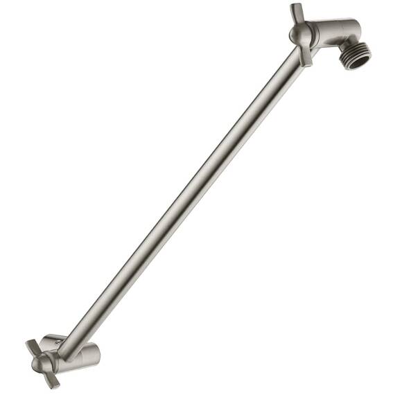 BRIGHT SHOWERS 38-cm-Duscharmverlängerung für Duschköpfe aus massivem Messing mit Feststellschraube für Regenduschköpfe und Handbrausen, höhen- und winkelverstellbar, gebürstetes Nickel