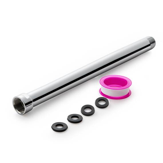 OFFO Duschkopf Verlängerung 25,4cm, Edelstahl Dusch Verlängerungsrohr G1/2 Gewinde, Dusche Verlängerung Arm, Handbrause Verlängerungsarm für Dusche Bad Wohnwagen, Chrom