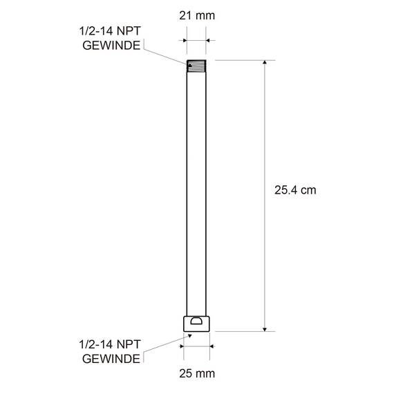 OFFO Duschkopf Verlängerung 25,4cm, Edelstahl Dusch Verlängerungsrohr G1/2 Gewinde, Dusche Verlängerung Arm, Handbrause Verlängerungsarm für Dusche Bad Wohnwagen, Chrom