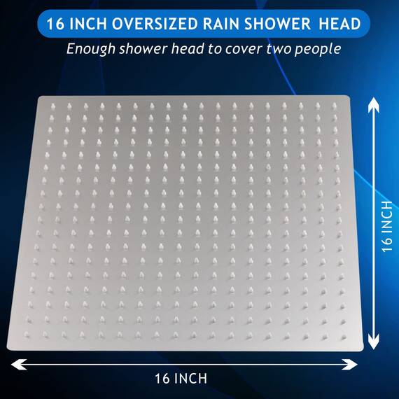 Regenduschkopf aus Metall – Voolan Hoher Durchfluss Quadratischer Regenduschkopf – Ganzkörperabdeckung – Universelle Decken- oder Wandmontage (40,5 cm, gebürstetes Nickel)