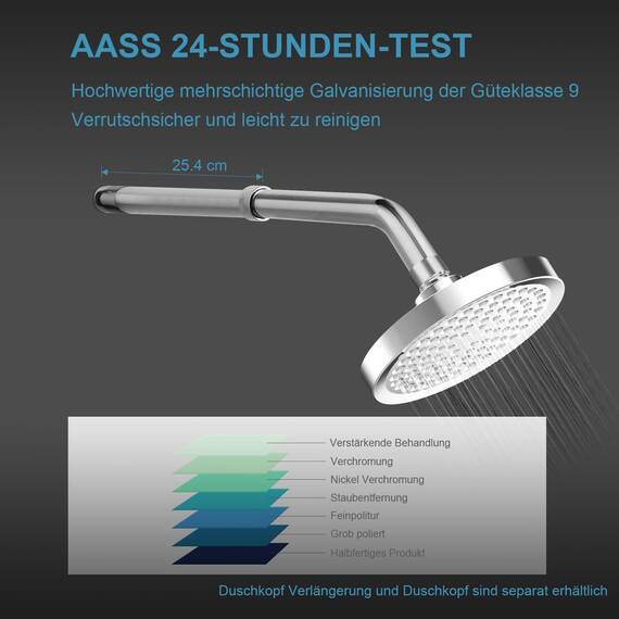 OFFO Duschkopf Verlängerung 25,4cm, Edelstahl Dusch Verlängerungsrohr G1/2 Gewinde, Dusche Verlängerung Arm, Handbrause Verlängerungsarm für Dusche Bad Wohnwagen, Chrom