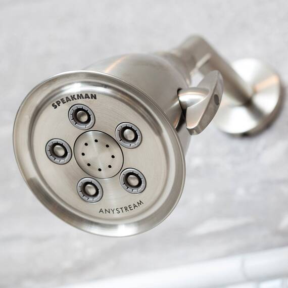 Speakman, S-2005-HB-BN Hotel Anystream Hochdruck-Duschkopf aus gebürstetem Nickel, verstellbar, 2,5 GPM, Ersatz-Badezimmer-Duschkopf