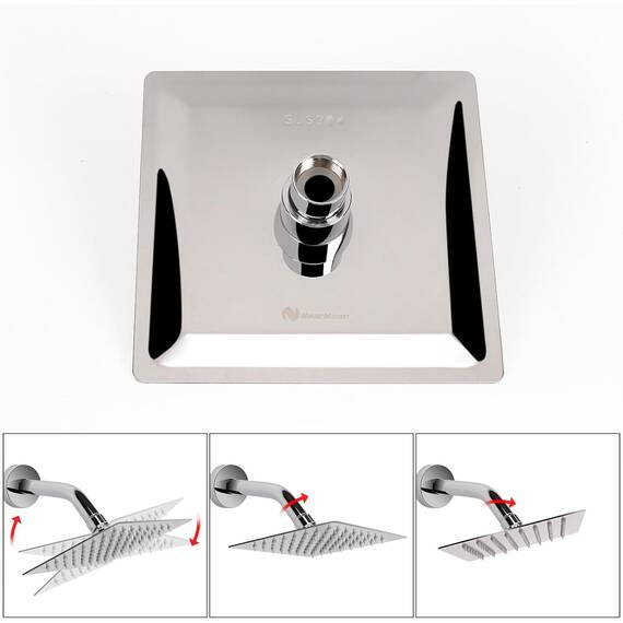 NearMoon Regenduschkopf mit hohem Durchfluss, Edelstahl, quadratisch, Hochdruck-Design, tolles Duscherlebnis auch bei niedrigem Wasserdurchfluss (15,2 cm, Chrom-Finish)