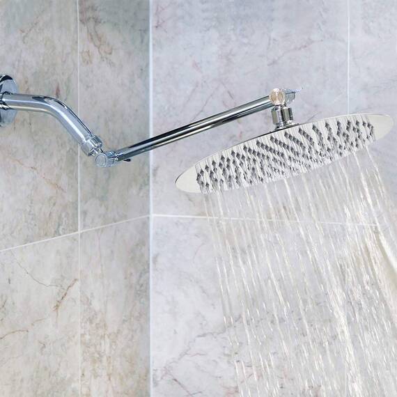 NearMoon Regenduschkopf mit 27,9 cm verstellbarem Arm, Hochdruck-Edelstahl-Regendusche, ultradünnes Design – Druckerhöhung (30,5 cm, Chrom)