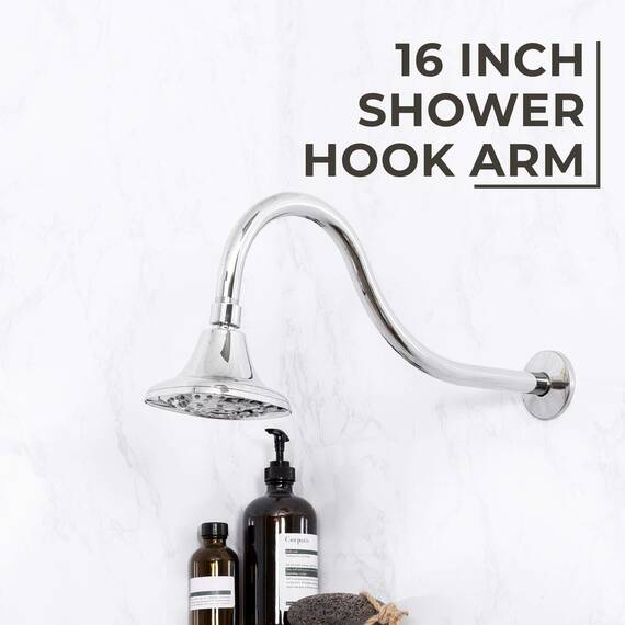JS Jackson Supplies Duschkopf-Verlängerungsarm, 40,6 cm, zusammengebaute Länge, hohe Bogen, ideal für Regenschauer chrome