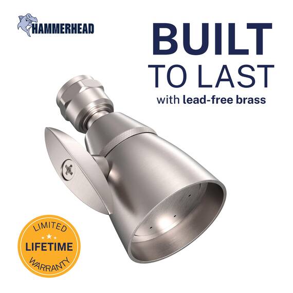 HammerHead Showers Massives Metall, 5,1 cm, Hochdruck-Duschköpfe, gebürstetes Nickel, 2,5 GPM Duschköpfe, Hochdruck, Duschkopf mit verstellbarem Sprühmuster, fester Duschkopf