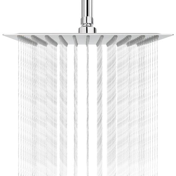 NearMoon Hochdruck-Regenduschkopf, quadratischer Duschkopf aus Edelstahl, druckverstärkendes Design, tolles Duscherlebnis auch bei niedrigem Wasserdurchfluss (25,4 cm, Chrom-Finish)
