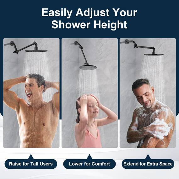 BRIGHT SHOWERS Verlängerungsarm aus Messing für Regen- und Handbrausen, 25-cm-Universal-Duscharmverlängerung, höhen- und winkelverstellbar, ölgeriebene Bronze