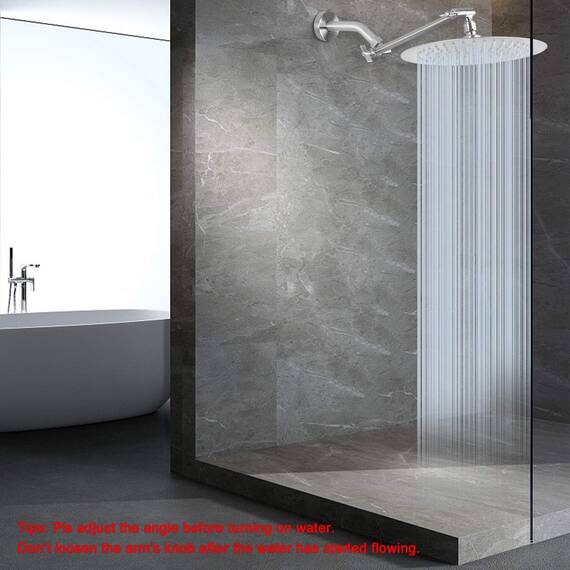 NearMoon Regenduschkopf mit 27,9 cm verstellbarem Arm, Hochdruck-Edelstahl-Regendusche, ultradünnes Design – druckverstärkend (20,3 cm, Nickel)