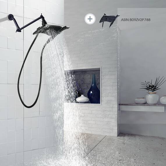 BRIGHT SHOWERS Verlängerungsarm aus Messing für Regen- und Handbrausen, 25-cm-Universal-Duscharmverlängerung, höhen- und winkelverstellbar, ölgeriebene Bronze