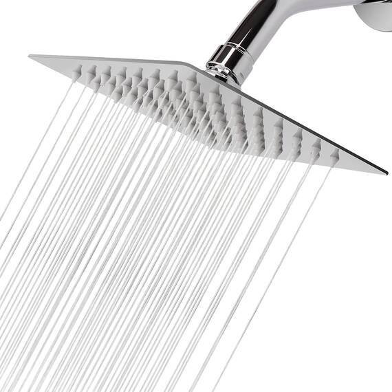 NearMoon Regenduschkopf mit hohem Durchfluss, Edelstahl, quadratisch, Hochdruck-Design, tolles Duscherlebnis auch bei niedrigem Wasserdurchfluss (15,2 cm, Chrom-Finish)