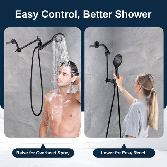 BRIGHT SHOWERS Verlängerungsarm aus Messing für Regen- und Handbrausen, 25-cm-Universal-Duscharmverlängerung, höhen- und winkelverstellbar, ölgeriebene Bronze