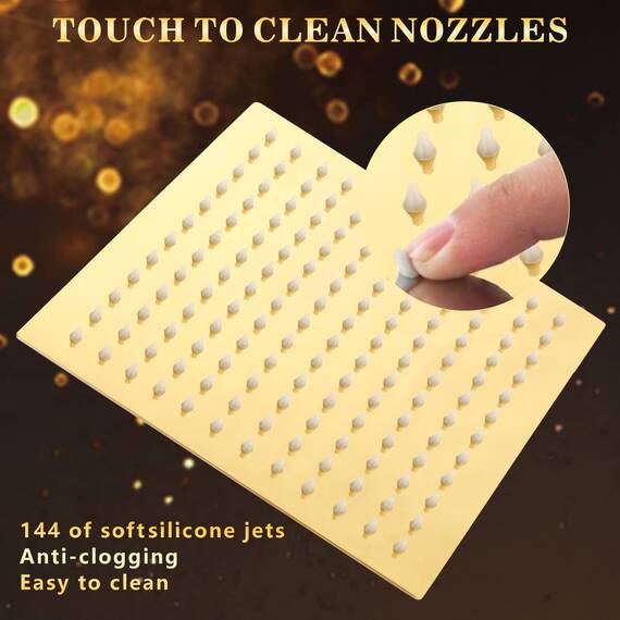 Regenduschkopf - Voolan 12 Zoll Großer Regenduschkopf aus 304 Edelstahl - Perfekter Ersatz für Ihr Badezimmer Duschkopf (30,5 cm Gold)