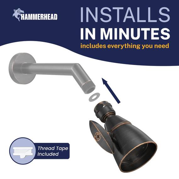 HammerHead Showers® Ölgeriebene Bronze Duschköpfe, 5,1 cm, 2,5 GPM, Hochdruck, Verstellbarer Sprühmuster, Fester Duschkopf