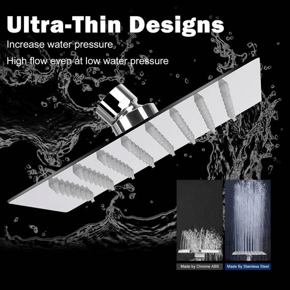 NearMoon Regenduschkopf mit hohem Durchfluss, Edelstahl, quadratisch, Hochdruck-Design, tolles Duscherlebnis auch bei niedrigem Wasserdurchfluss (15,2 cm, Chrom-Finish)