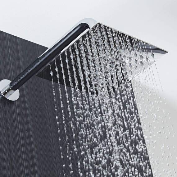 Regenduschkopf aus Metall – Voolan Hoher Durchfluss Quadratischer Regenduschkopf – Ganzkörperabdeckung – Universelle Decken- oder Wandmontage (40,5 cm, gebürstetes Nickel)