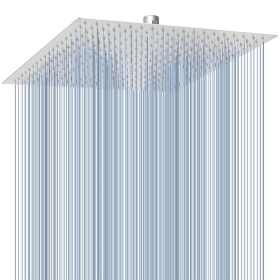 Regenduschkopf aus Metall – Voolan Hoher Durchfluss Quadratischer Regenduschkopf – Ganzkörperabdeckung – Universelle Decken- oder Wandmontage (40,5 cm, gebürstetes Nickel)