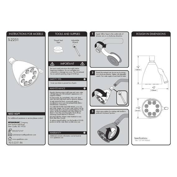 Speakman S-2251-BBZ Signature Icon Anystream Hochdruck-Duschkopf, verstellbar, massives Messing, gebürstete Bronze