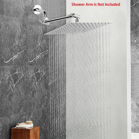 NearMoon Hochdruck-Regenduschkopf, quadratischer Duschkopf aus Edelstahl, druckverstärkendes Design, tolles Duscherlebnis auch bei niedrigem Wasserdurchfluss (25,4 cm, Chrom-Finish)