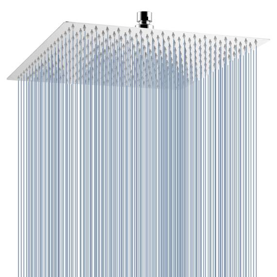 Voolan Übergroßer Regenduschkopf – quadratischer Regenduschkopf mit hohem Durchfluss – Wasserfall Ganzkörperabdeckung – Universal-Decken- oder Wandhalterung (40,6 cm, Chrom)