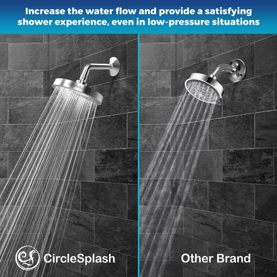Duschkopf Circle Splash Hochdruck-Duschkopfmit 1,5 m Schlauch und Halter, 5 Modi Wassersparende Druckerhöhungs-Handbrause mit Anti-Kalk-Funktion, Duschhalter-Set für Bad und Spa (Sliver2)