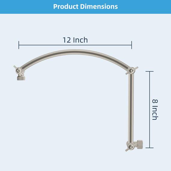 Hibbent Duschkopf-Verlängerungsarm aus Metall, 50,8 cm, massives Messing, flexibel, Höhe und Winkel, verstellbare Duscharmverlängerung, Universalanschluss, Edelstahlrohr-Höhenverlängerung, gebürstetes