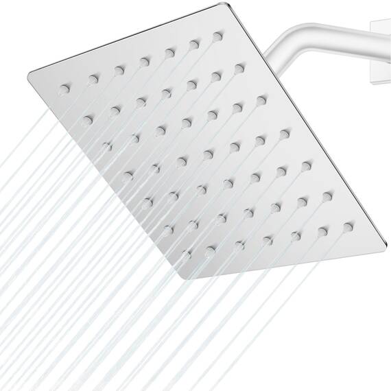 Midanya Regenduschkopf, quadratisch, Edelstahl, Hochdruck, Wasserfall, rissfeste Abdeckung, mit Silikondüsen, 1,6 mm ultradünnes Design, Drehgelenk, poliertes Chrom, 15,2 cm