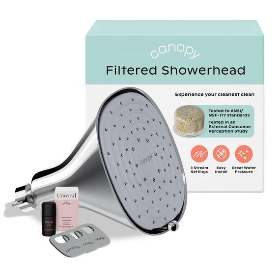 Canopy Filter-Duschkopf, Hochdruck-Duschkopf, Filter für hartes Wasser, reduziert Verunreinigungen für gesündere Kopfhaut, Haut und Haare, fördert Haarwachstum, reduziert Haarbruch, Chrom