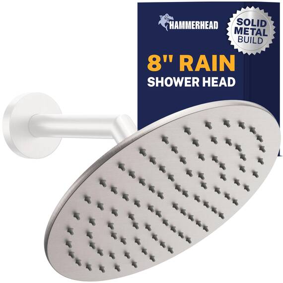 Alle Metall rund Regen Dusche Kopf mit 2,5 GPM Hohe Durchflussmenge Drenching Rainfall Spray und Messing Swivel-Ball, metall, gebürsteter nickel, 8 inch