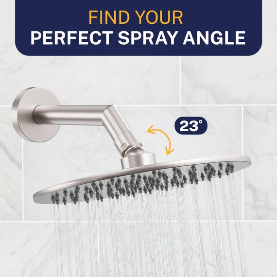 Alle Metall rund Regen Dusche Kopf mit 2,5 GPM Hohe Durchflussmenge Drenching Rainfall Spray und Messing Swivel-Ball, metall, gebürsteter nickel, 8 inch
