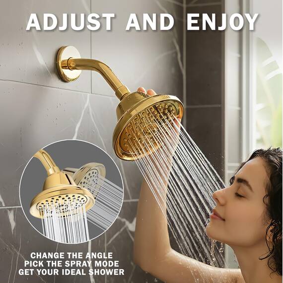 Massage-Duschkopf mit Nebel – Hochdruckverstärkung, multifunktional, massierender Regenduschkopf für Duschen mit niedrigem Durchfluss und verstellbare Wasserspardüse, 2,5 GPM – poliertes Messing