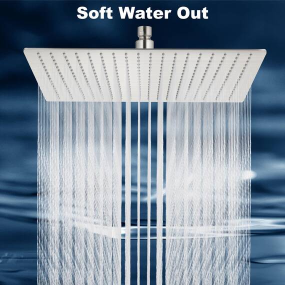 Midanya Regenduschkopf, quadratisch, Edelstahl, Hochdruck, Wasserfall, rissfeste Abdeckung, mit Silikondüsen, 1,6 mm ultradünnes Design, Drehgelenk, gebürstetes Nickel, 40,6 cm