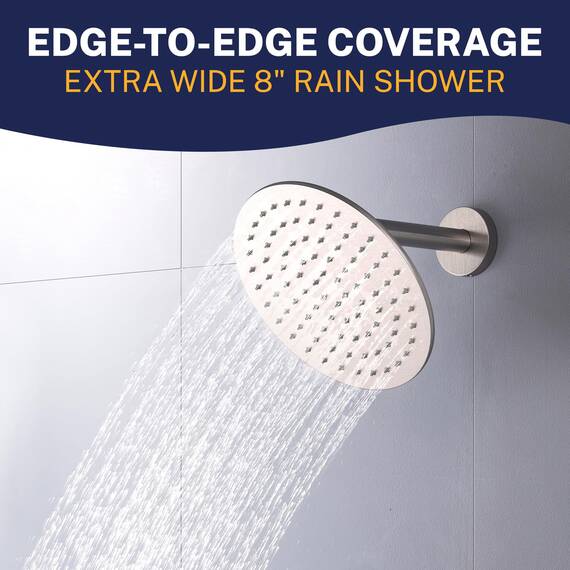 Alle Metall rund Regen Dusche Kopf mit 2,5 GPM Hohe Durchflussmenge Drenching Rainfall Spray und Messing Swivel-Ball, metall, gebürsteter nickel, 8 inch