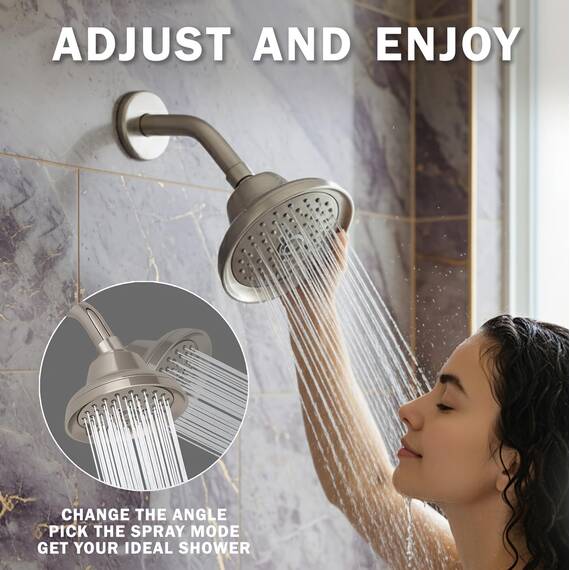 Aqua Duschtür, Massage & Mist Dusche Kopf – Tolles Hohe Druck, Multifunktions, Wandhalterung, verstellbare Duschkopf, ABS, gebürsteter nickel, 5" Face | 1/2" Threaded Female Connection