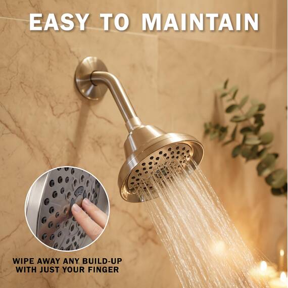 Aqua Duschtür, Massage & Mist Dusche Kopf – Tolles Hohe Druck, Multifunktions, Wandhalterung, verstellbare Duschkopf, ABS, gebürsteter nickel, 5" Face | 1/2" Threaded Female Connection