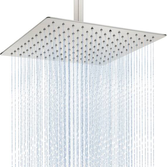 Midanya Regenduschkopf, quadratisch, Edelstahl, Hochdruck, Wasserfall, rissfeste Abdeckung, mit Silikondüsen, 1,6 mm ultradünnes Design, Drehgelenk, gebürstetes Nickel, 30,5 cm