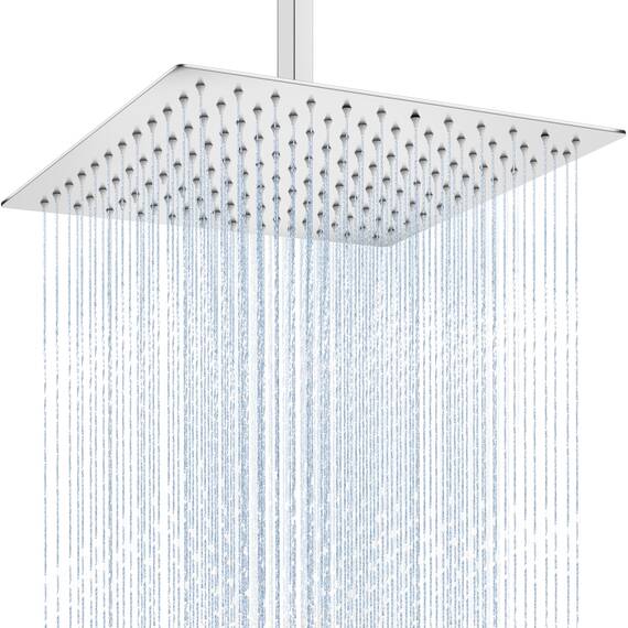 Midanya Regenduschkopf, quadratisch, Edelstahl, Hochdruck, Wasserfall, rissfeste Abdeckung, mit Silikondüsen, 1,6 mm ultradünnes Design, Drehgelenk, poliertes Chrom, 30,5 cm