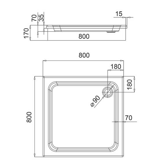 AQUABAD Duschwanne/Duschtasse | Forta Plus mit LeakProtect Technologie Smooth White 80x80cm Quadrat