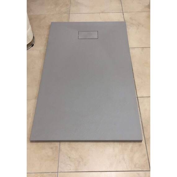 Duschwanne 70x120x2.6 Zementgrau in Schieferoptik 2,6 cm Höhe aus thermogeformtem Acrylharz
