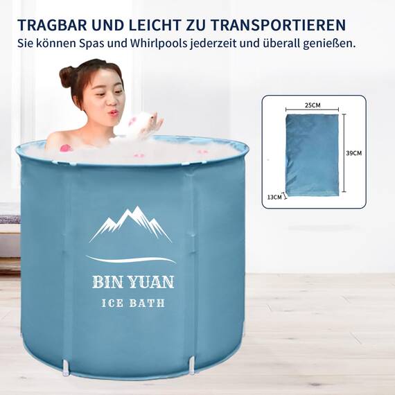 B&Y Ice Bath Tub, 262L Cold Plunge Bathtub für Erwachsene, 70cm Ø Portable Cold Tub für Sportler, Freistehende Spa Wanne für Kaltwassertherapie
