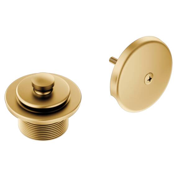 Moen Push-N-Lock T90331BG Badewannen- und Duschablauf-Set mit 3,8 cm Gewinde, Stöpsel und Überlaufabdeckung, gebürstetes Gold
