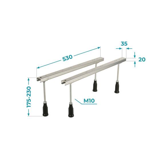 Calmwaters® Wannenfuß Universal für Acrylbadewannen, 4 höhenverstellbare Standfüße aus verzinktem Stahl, 175-230 mm, Wannenfüße für Acrylwannen, 03SL3486