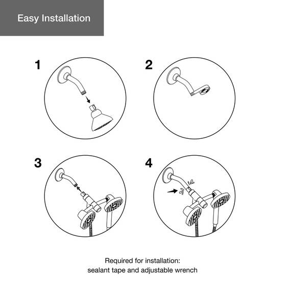 KOHLER 23218-CP Awaken 2-in-1 Multifunktions-Dusch-Kombi-Set, Duschkopf und Handbrause-Set, 2,5 GPM, poliertes Chrom