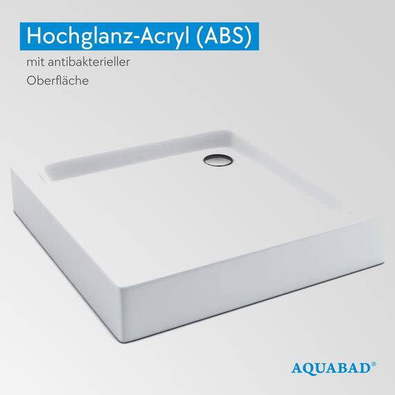 AQUABAD Duschwanne/Duschtasse | Forta Plus mit LeakProtect Technologie Smooth White 90x90cm Quadrat