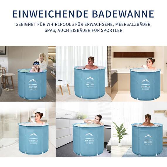 B&Y Ice Bath Tub, 262L Cold Plunge Bathtub für Erwachsene, 70cm Ø Portable Cold Tub für Sportler, Freistehende Spa Wanne für Kaltwassertherapie
