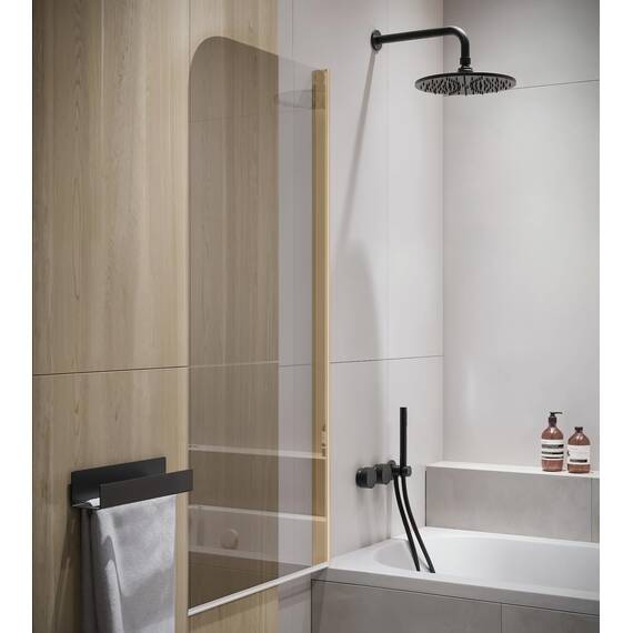 Badplaats Duschwand für Badewanne Torino 60 x 140 cm Gold - Drehbare Duschtrennwand mit 5 mm ESG Sicherheitsglas, Nano-Beschichtung